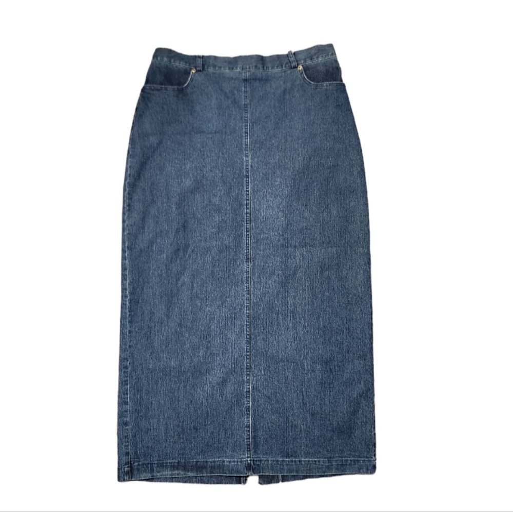 Jeans Midi Skirt with Front Pockets